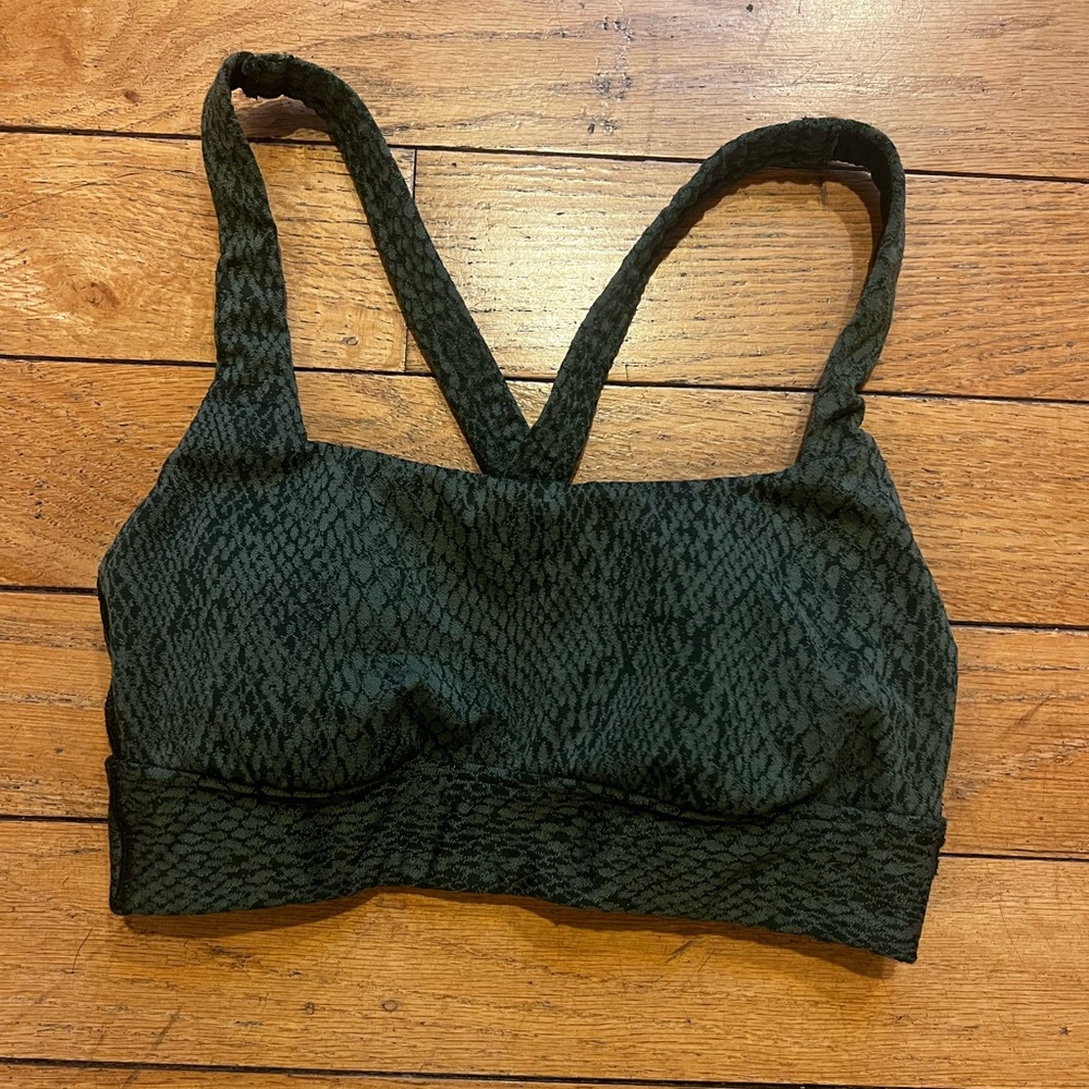 All in Motion Dark Green Reptile Pattern Top